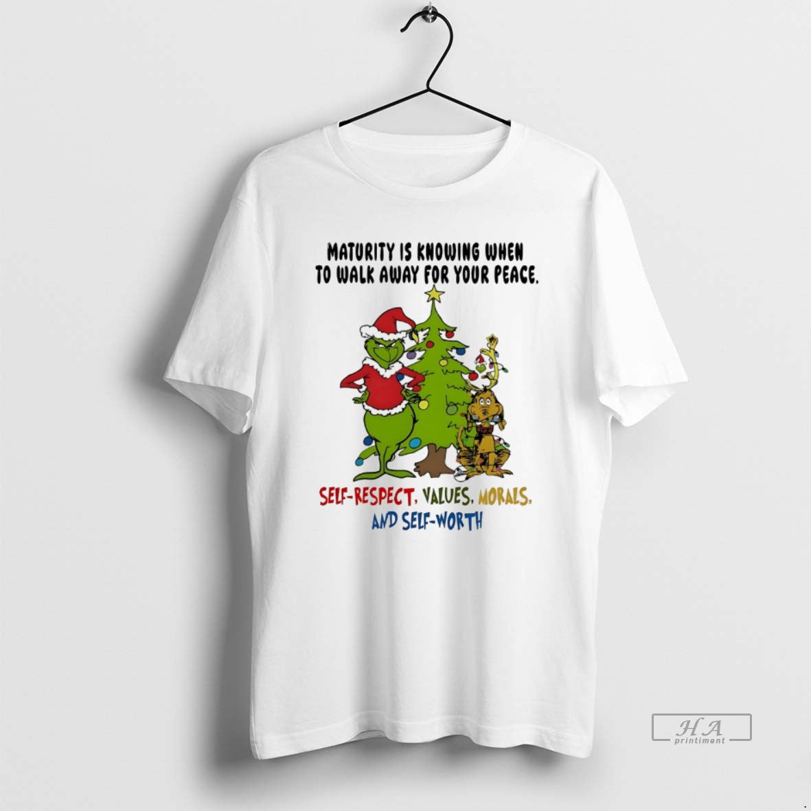 Trendy Grinch Maturity Is Knowing When To Walk Away - Adult & Kids T-Shirts, Sweatshirts & Hoodies apparel design preview 1