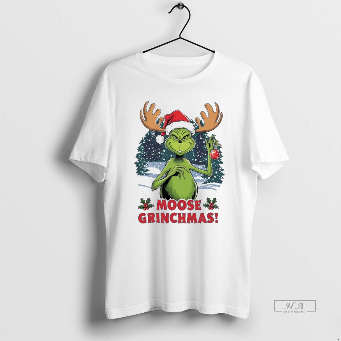 Trendy Grinch Moose Grinchmas Christmas White - Adult & Kids T-Shirts, Sweatshirts & Hoodies apparel design preview 1