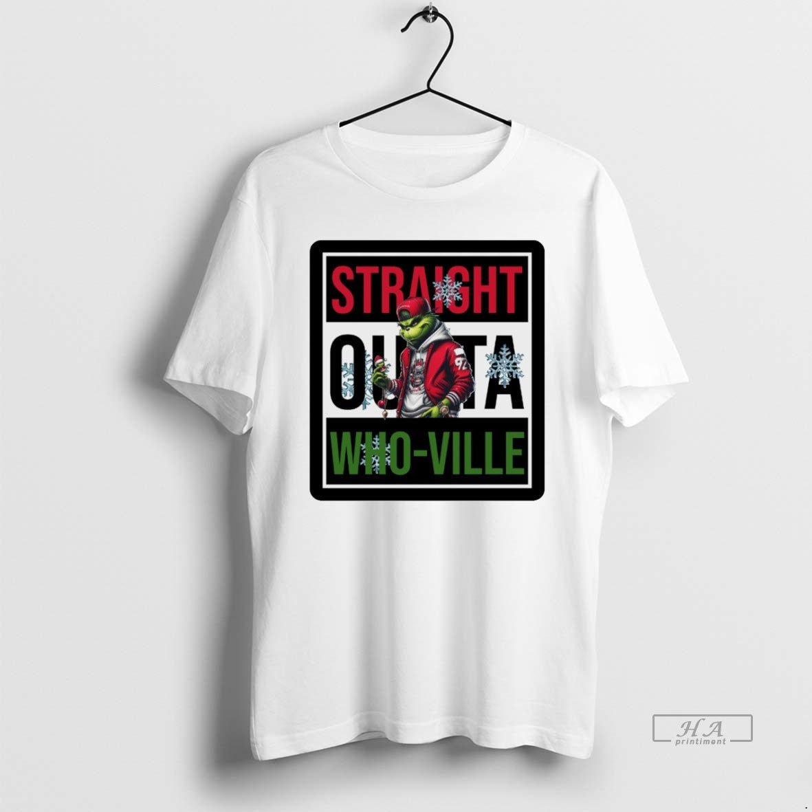 Trendy Grinch Straight Outta Whoville Christmas White - Adult & Kids T-Shirts, Sweatshirts & Hoodies apparel design preview 1
