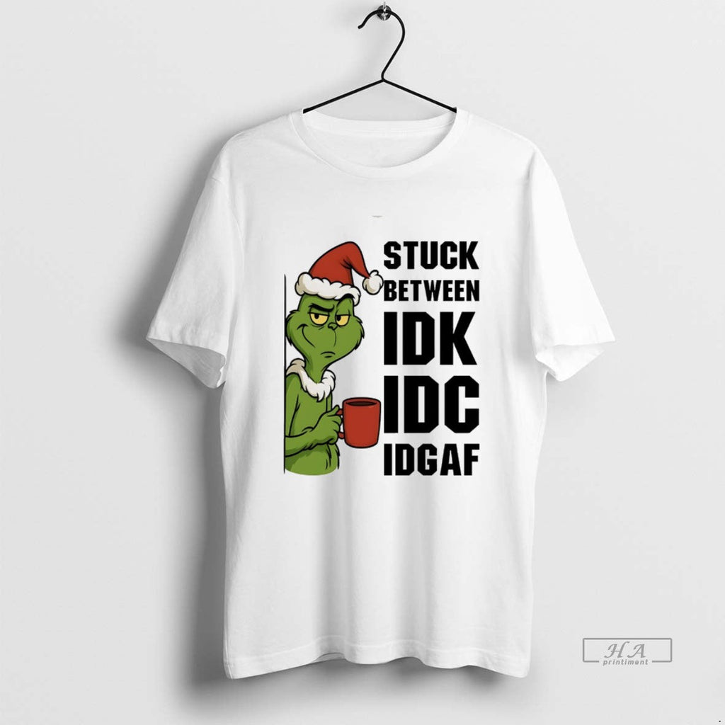 Trendy Grinch Stuck Between Christmas White - Adult & Kids T-Shirts, Sweatshirts & Hoodies apparel design preview 1