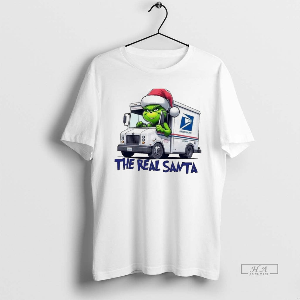 Trendy Grinch The Real Santa Christmas White - Adult & Kids T-Shirts, Sweatshirts & Hoodies apparel design preview 1
