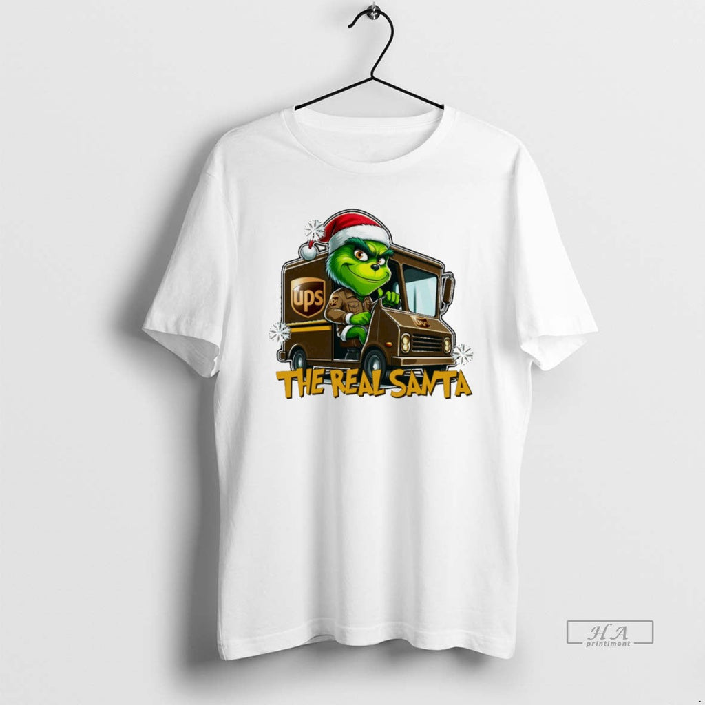 Trendy Grinch The Real Santa Ups White - Adult & Kids T-Shirts, Sweatshirts & Hoodies apparel design preview 1