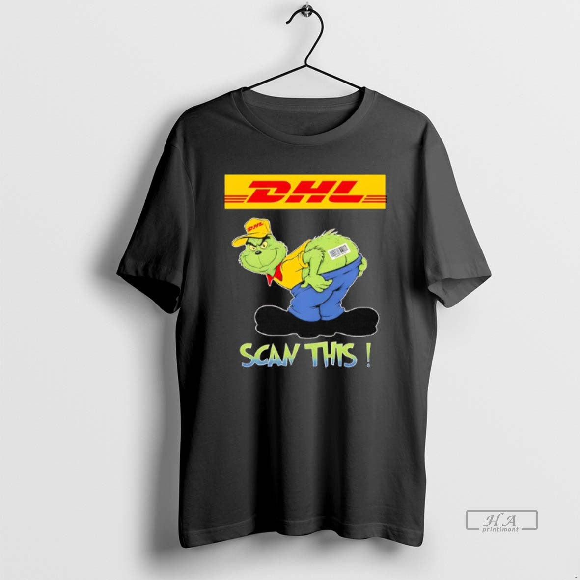 Trendy Grinch Vs Dhl Logo Scan This - Adult & Kids T-Shirts, Sweatshirts & Hoodies apparel design preview 1