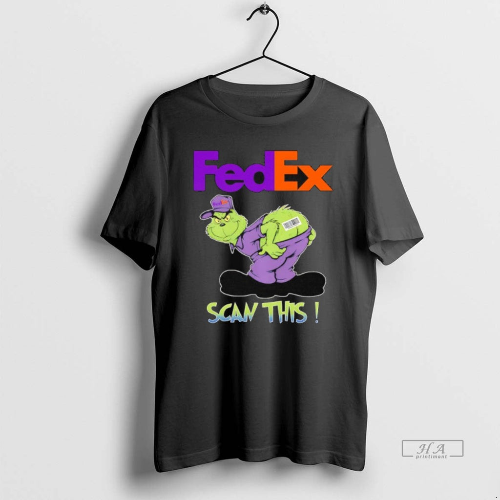 Trendy Grinch Vs Fedex Logo Scan This - Adult & Kids T-Shirts, Sweatshirts & Hoodies apparel design preview 1