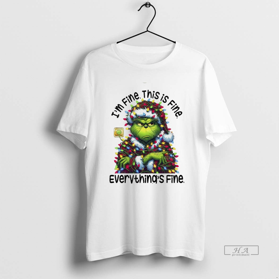 Trendy Grinchmas Lights Sarcastic Im Fine This Is - Adult & Kids T-Shirts, Sweatshirts & Hoodies apparel design preview 1