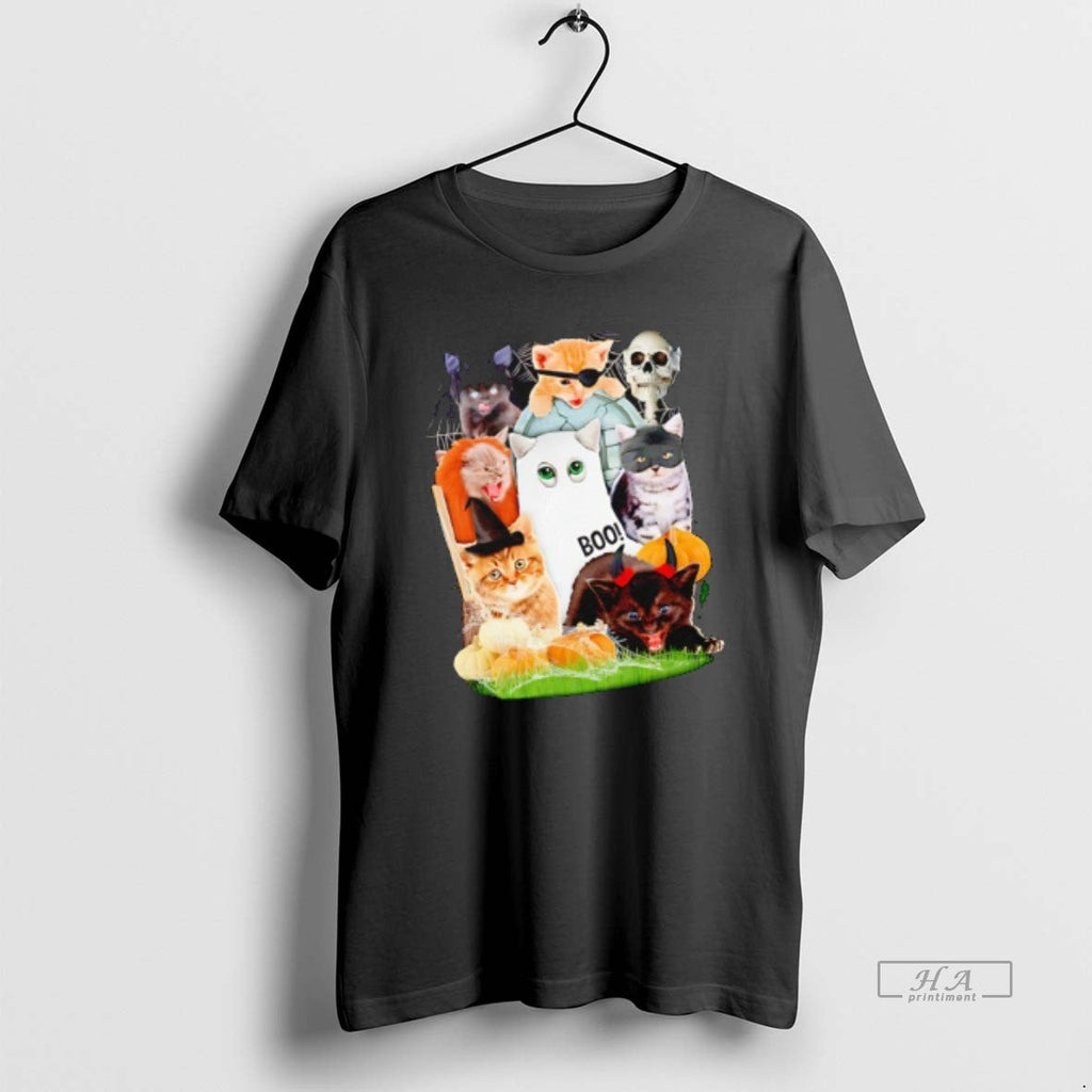 Trendy Halloween Cat Collage - Adult & Kids T-Shirts, Sweatshirts & Hoodies apparel design preview 1