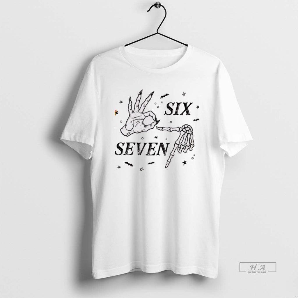 Trendy Halloween Six Seven Skeleton Hand - Adult & Kids T-Shirts, Sweatshirts & Hoodies apparel design preview 1