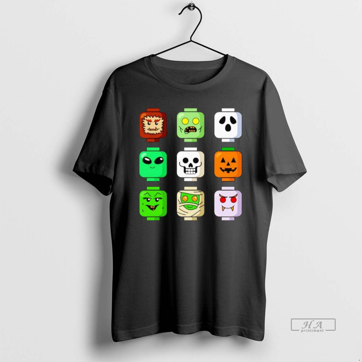 Trendy Halloween Zombie Block Heads - Adult & Kids T-Shirts, Sweatshirts & Hoodies apparel design preview 1
