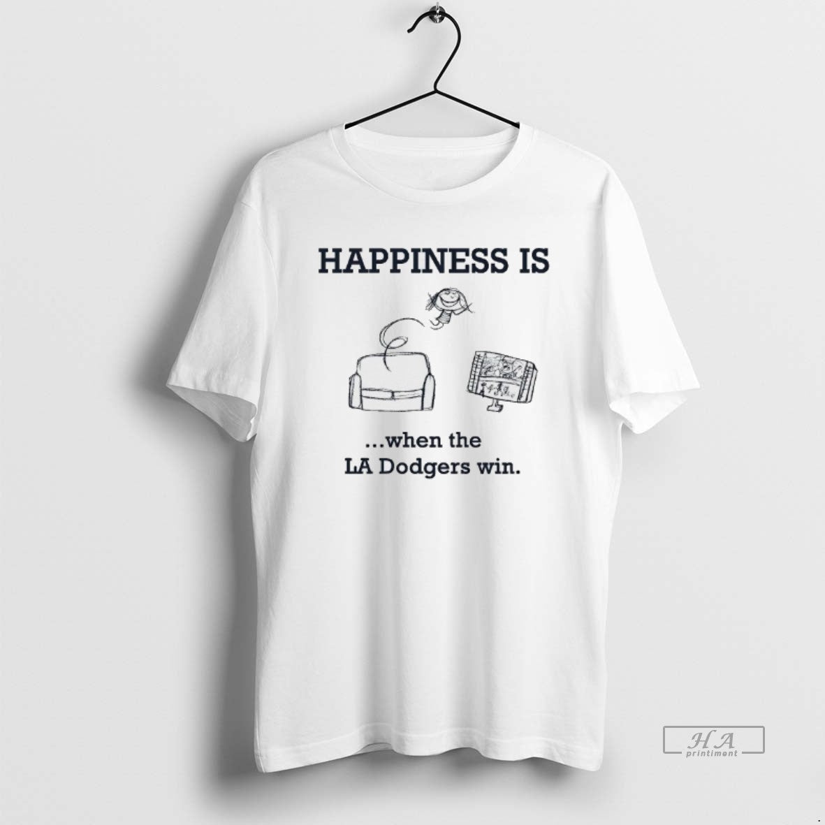 Trendy Happiness Is When The La Dodgers Win - Adult & Kids T-Shirts, Sweatshirts & Hoodies apparel design preview 1