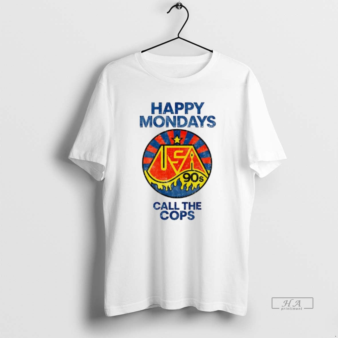 Trendy Happy Mondays Call The Cops - Adult & Kids T-Shirts, Sweatshirts & Hoodies apparel design preview 1