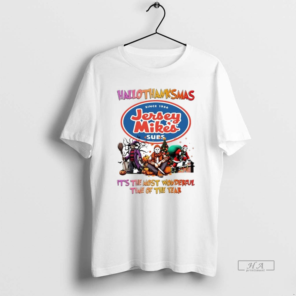 Trendy Horror Movies Jersey Mikes Subs Hallothanksmas - Adult & Kids T-Shirts, Sweatshirts & Hoodies apparel design preview 1