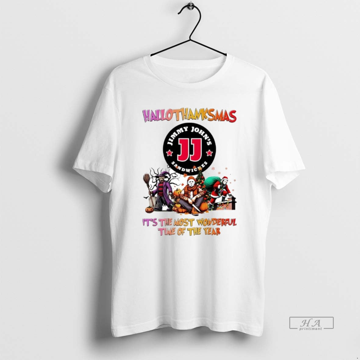 Trendy Horror Movies Jimmy Johns Hallothanksmas Its - Adult & Kids T-Shirts, Sweatshirts & Hoodies apparel design preview 1