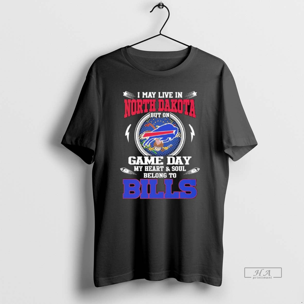 Trendy I May Live In North Dakota But On Game Day My - Adult & Kids T-Shirts, Sweatshirts & Hoodies apparel design preview 1