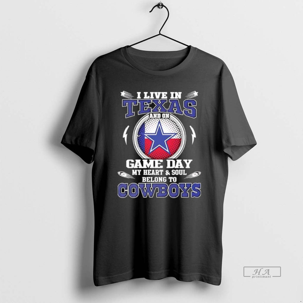 Trendy I Live In Texas And On Game Day My Heart Soul - Adult & Kids T-Shirts, Sweatshirts & Hoodies apparel design preview 1