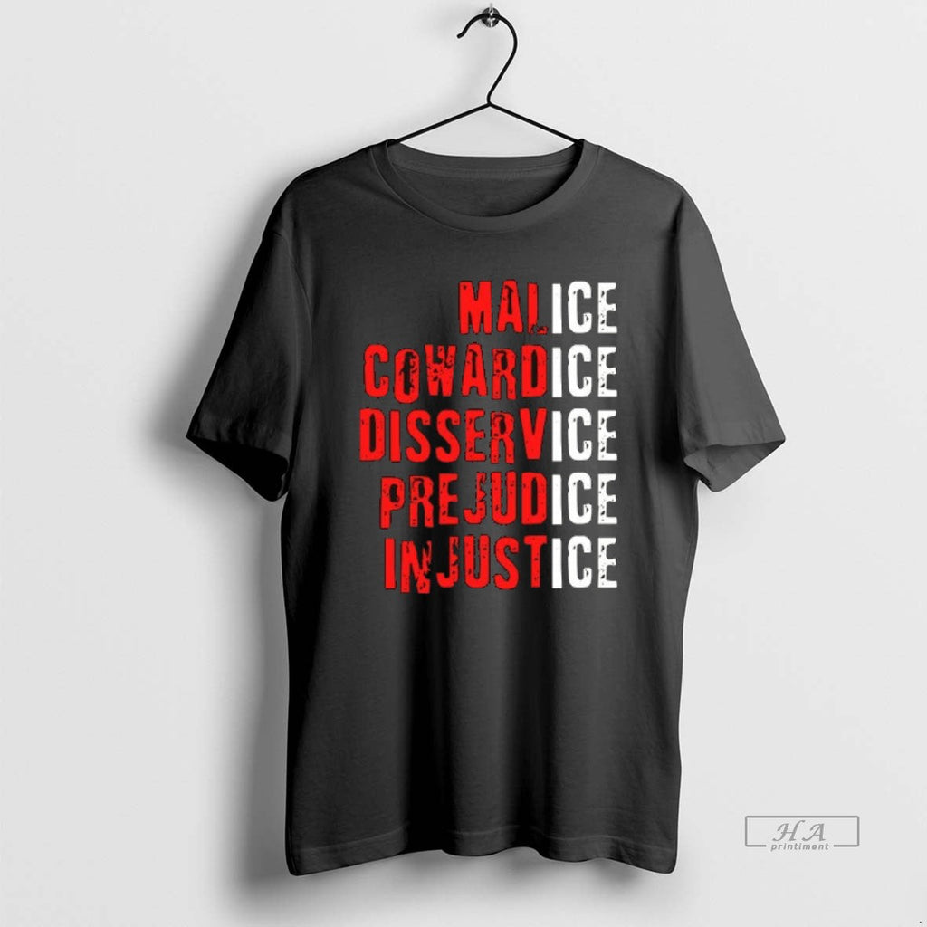 Trendy Ice Malice Cowardice Disservice Prejudice - Adult & Kids T-Shirts, Sweatshirts & Hoodies apparel design preview 1
