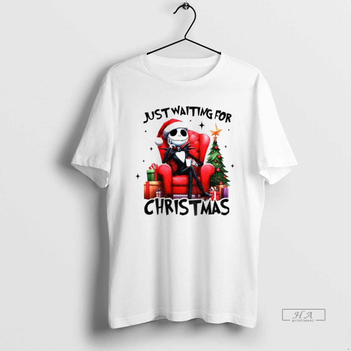 Trendy Jack Skellington Just Waiting For Christmas - Adult & Kids T-Shirts, Sweatshirts & Hoodies apparel design preview 1