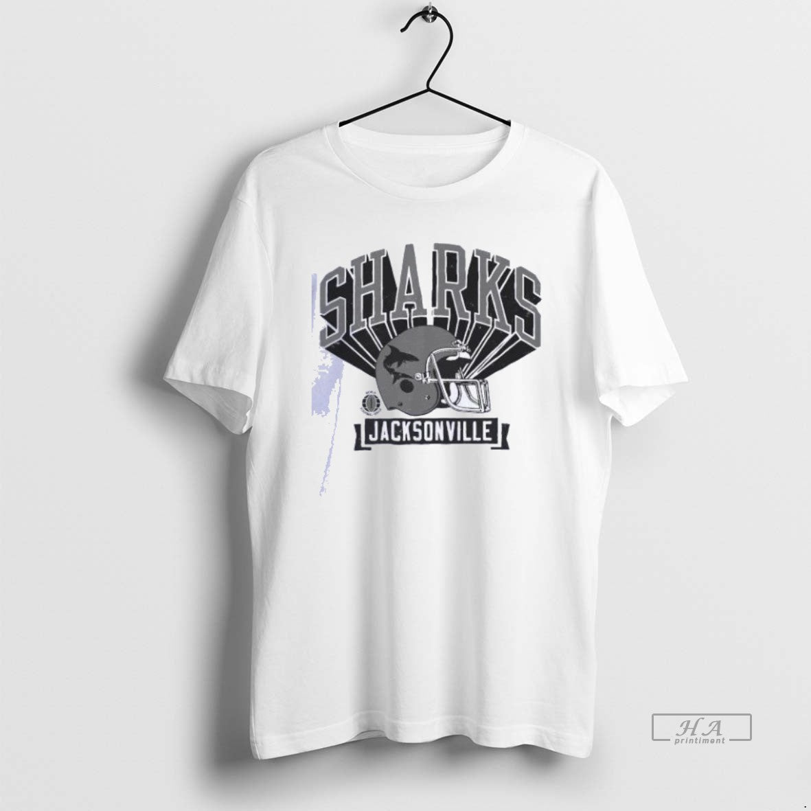 Trendy Jacksonville Sharks Retro Helmet 1974 - Adult & Kids T-Shirts, Sweatshirts & Hoodies apparel design preview 1
