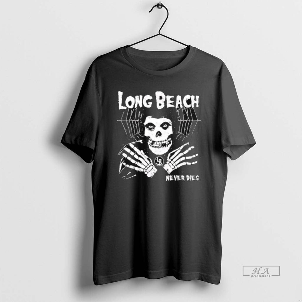 Trendy Long Beach Never Dies Skeleton - Adult & Kids T-Shirts, Sweatshirts & Hoodies apparel design preview 1