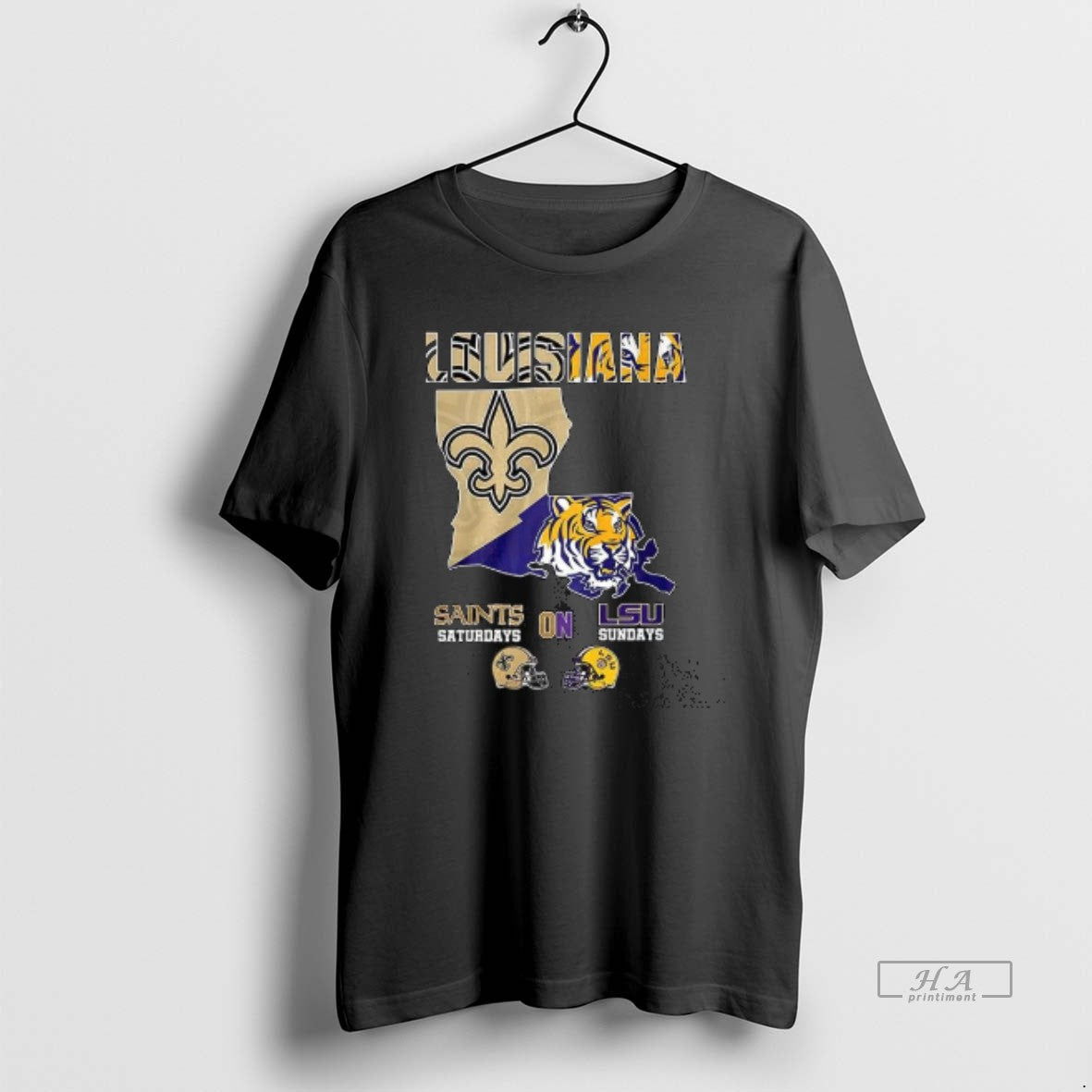 Trendy Louisiana Saints Saturdays On Lsu Sundays Map - Adult & Kids T-Shirts, Sweatshirts & Hoodies apparel design preview 1