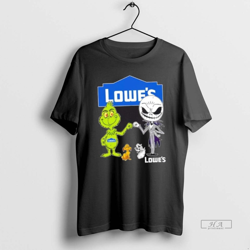 Trendy Lowes X Grinch And Jack Skellington Fist Bump - Adult & Kids T-Shirts, Sweatshirts & Hoodies apparel design preview 1
