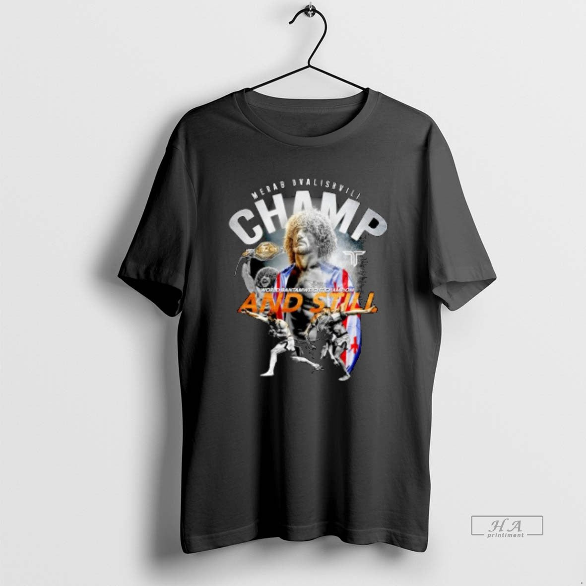 Trendy Merab Dvalishvili And Still World Bantamweight - Adult & Kids T-Shirts, Sweatshirts & Hoodies apparel design preview 1