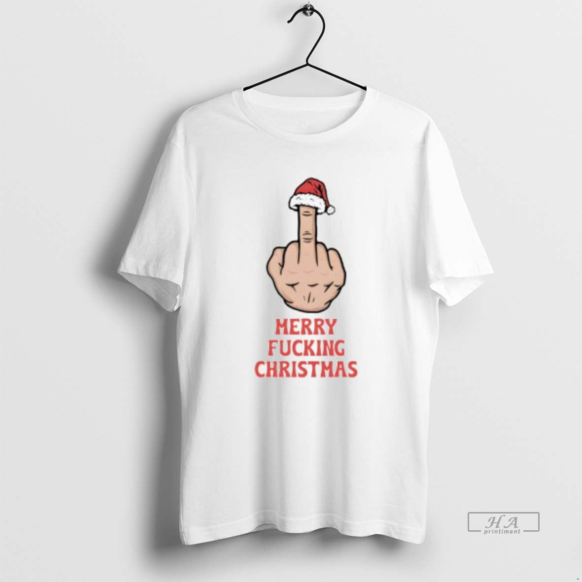 Trendy Merry Fucking Christmas Middle Finger - Adult & Kids T-Shirts, Sweatshirts & Hoodies apparel design preview 1