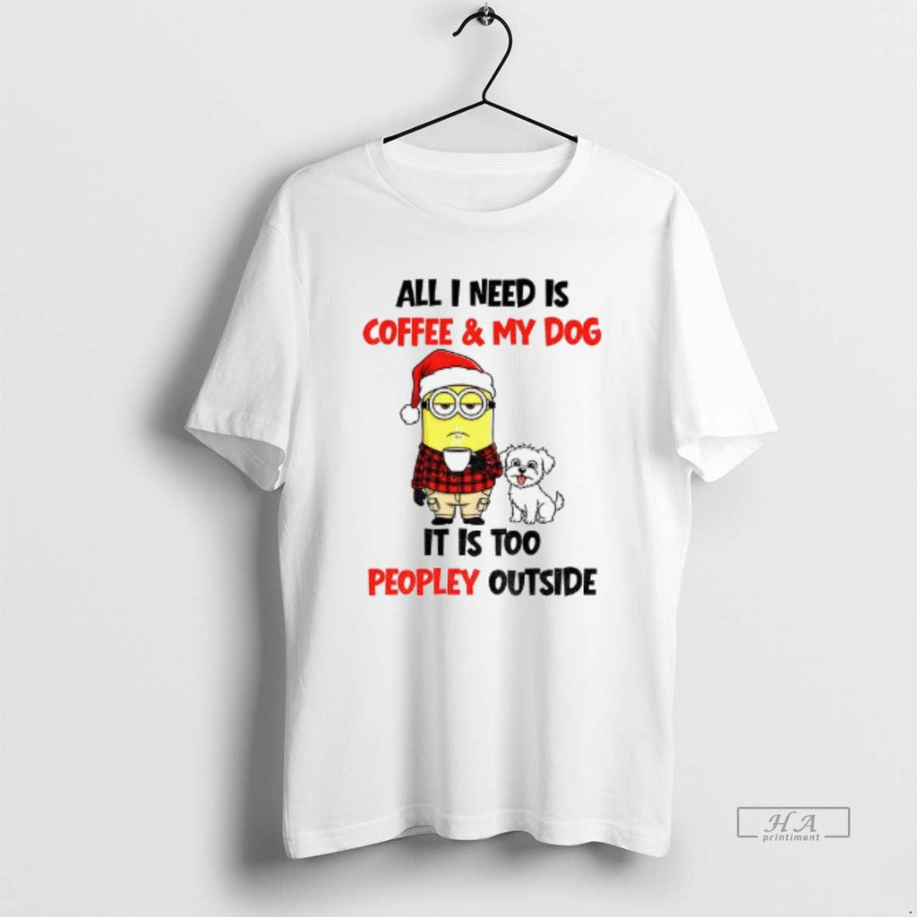 Trendy Minion Santa Hat All I Need Is Coffee And My - Adult & Kids T-Shirts, Sweatshirts & Hoodies apparel design preview 1