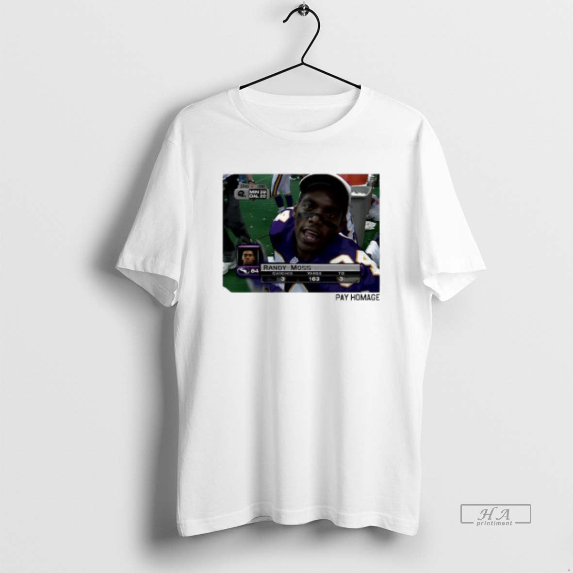 Trendy Minnesota Vikings Randy Moss Homage Ash Pay - Adult & Kids T-Shirts, Sweatshirts & Hoodies apparel design preview 1