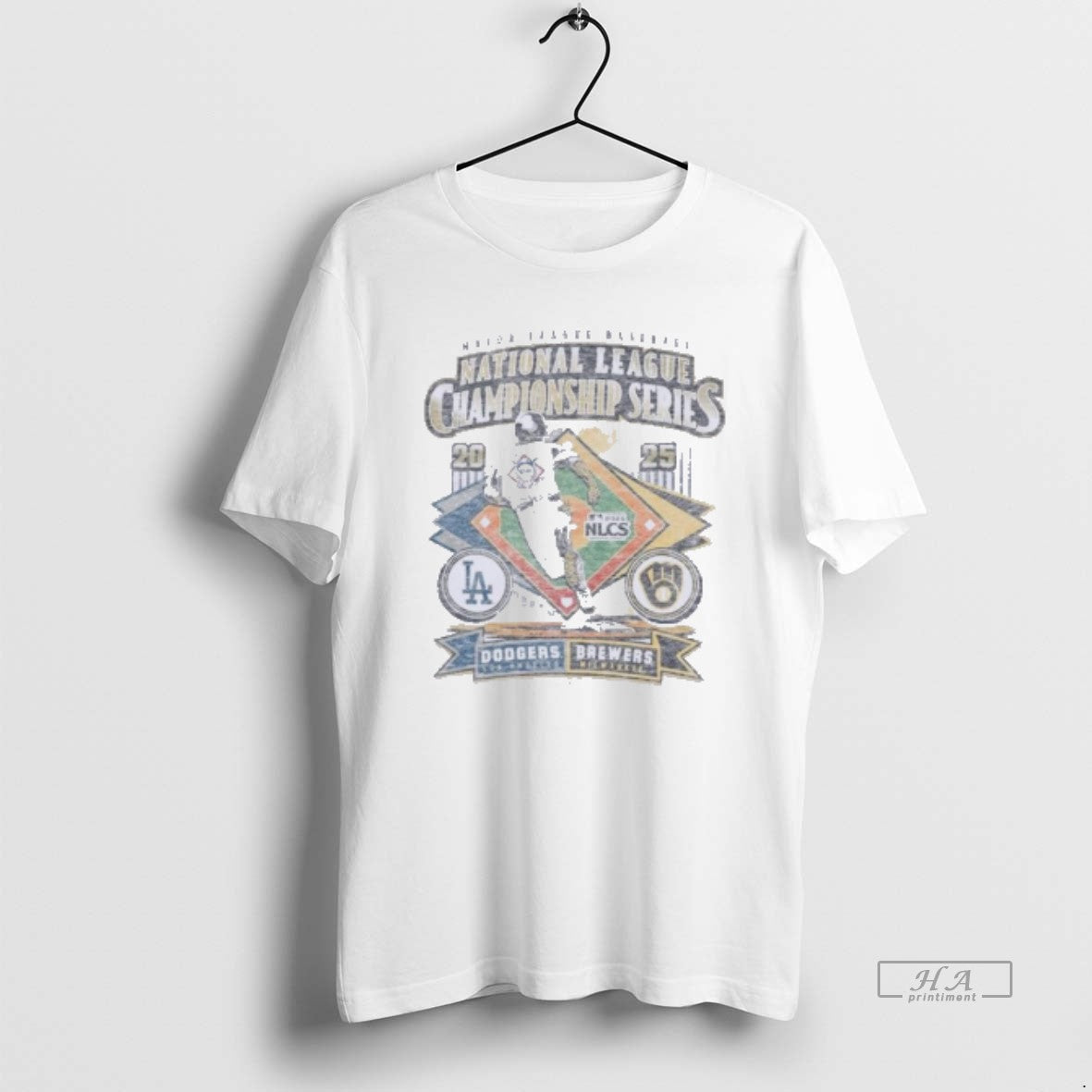 Trendy Nlcs Match Up Dueling 2025 Brewers Vs Dodgers - Adult & Kids T-Shirts, Sweatshirts & Hoodies apparel design preview 1