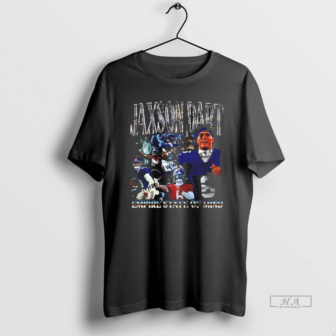 Trendy New York Giants Jaxson Dart Empire State Of - Adult & Kids T-Shirts, Sweatshirts & Hoodies apparel design preview 1
