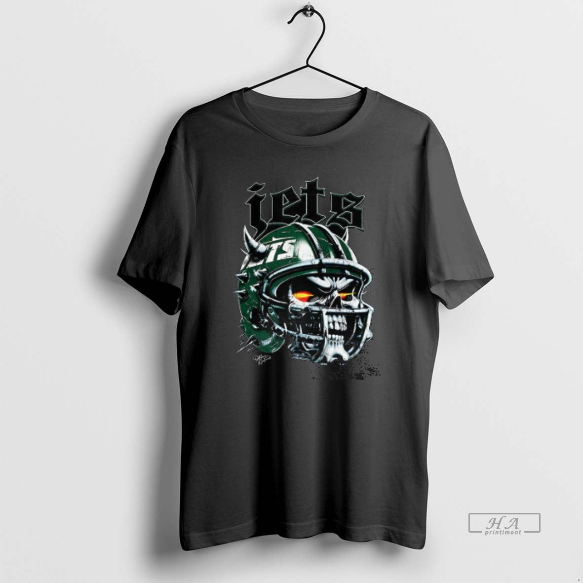 Trendy New York Jets Football Skull Helmet Halloween - Adult & Kids T-Shirts, Sweatshirts & Hoodies apparel design preview 1