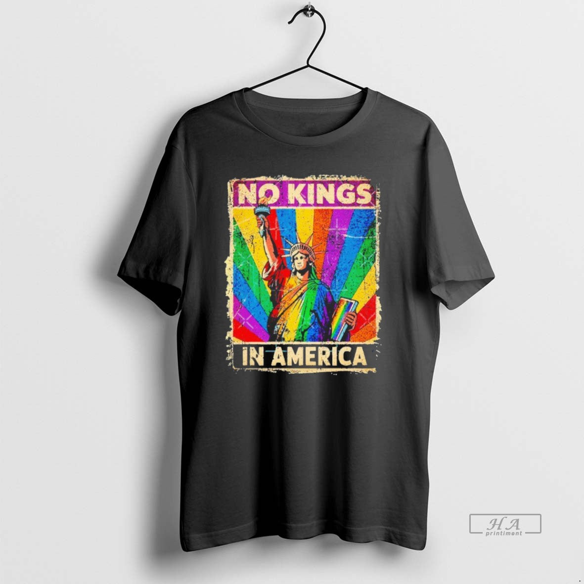 Trendy No Kings In America Statue Of Liberty Lgbt - Adult & Kids T-Shirts, Sweatshirts & Hoodies apparel design preview 1