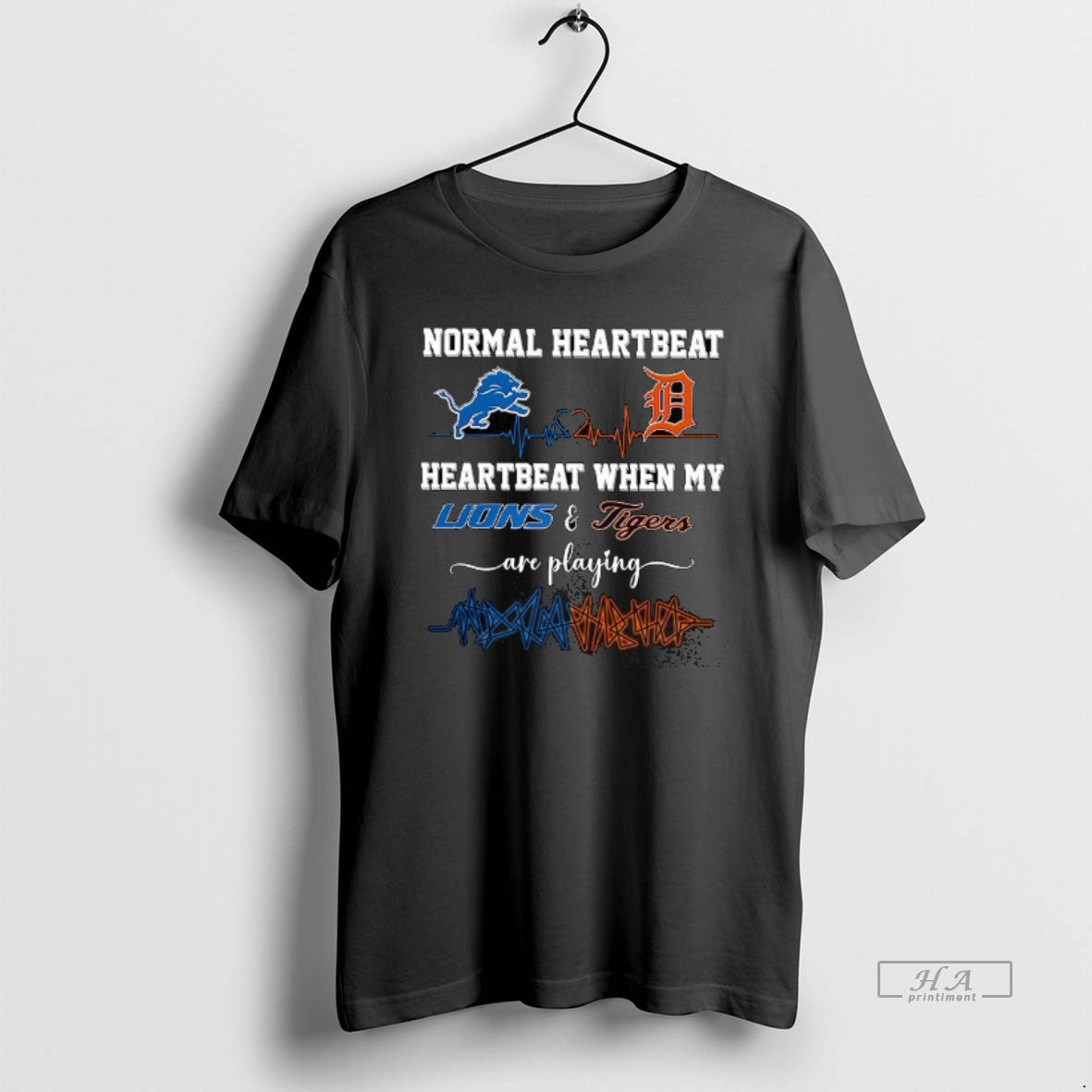 Trendy Normal Heartbeat And When My Detroit Lions - Adult & Kids T-Shirts, Sweatshirts & Hoodies apparel design preview 1