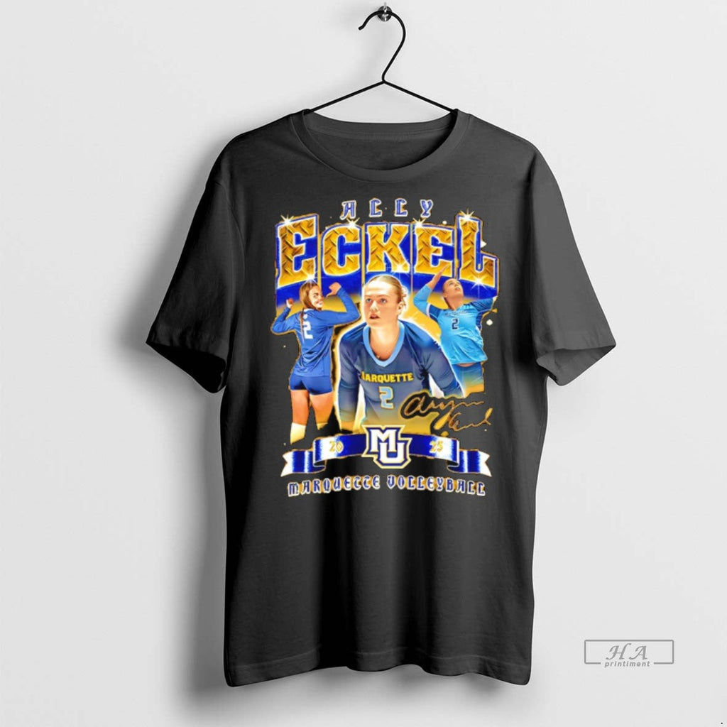 Trendy Official Allyson Eckel Marquette Volleyball - Adult & Kids T-Shirts, Sweatshirts & Hoodies apparel design preview 1