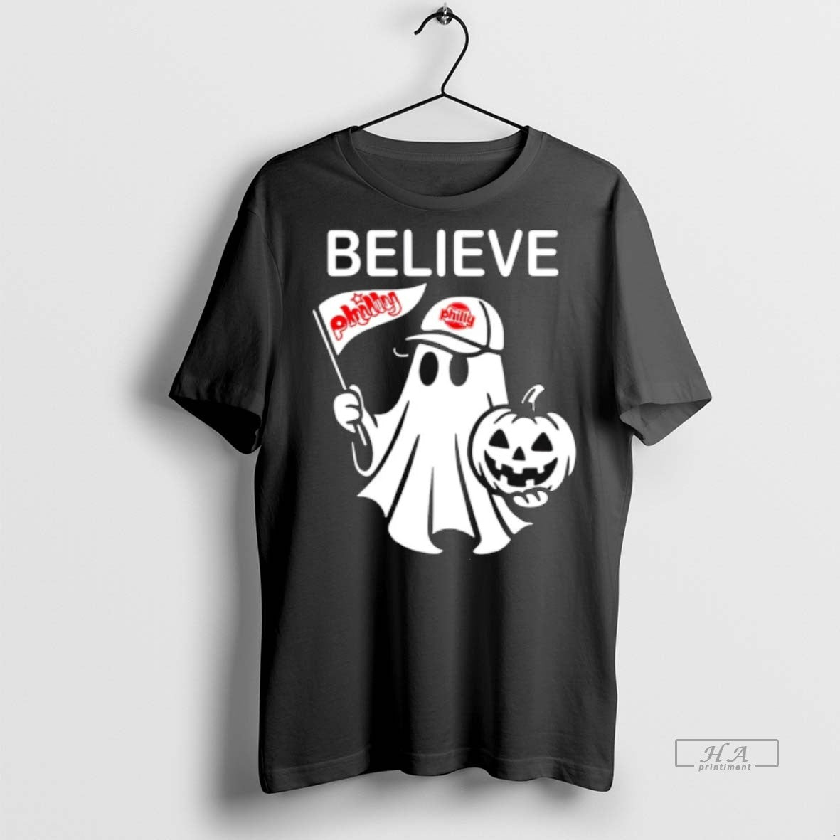 Trendy Official Believe Philly Halloween Ghost - Adult & Kids T-Shirts, Sweatshirts & Hoodies apparel design preview 1