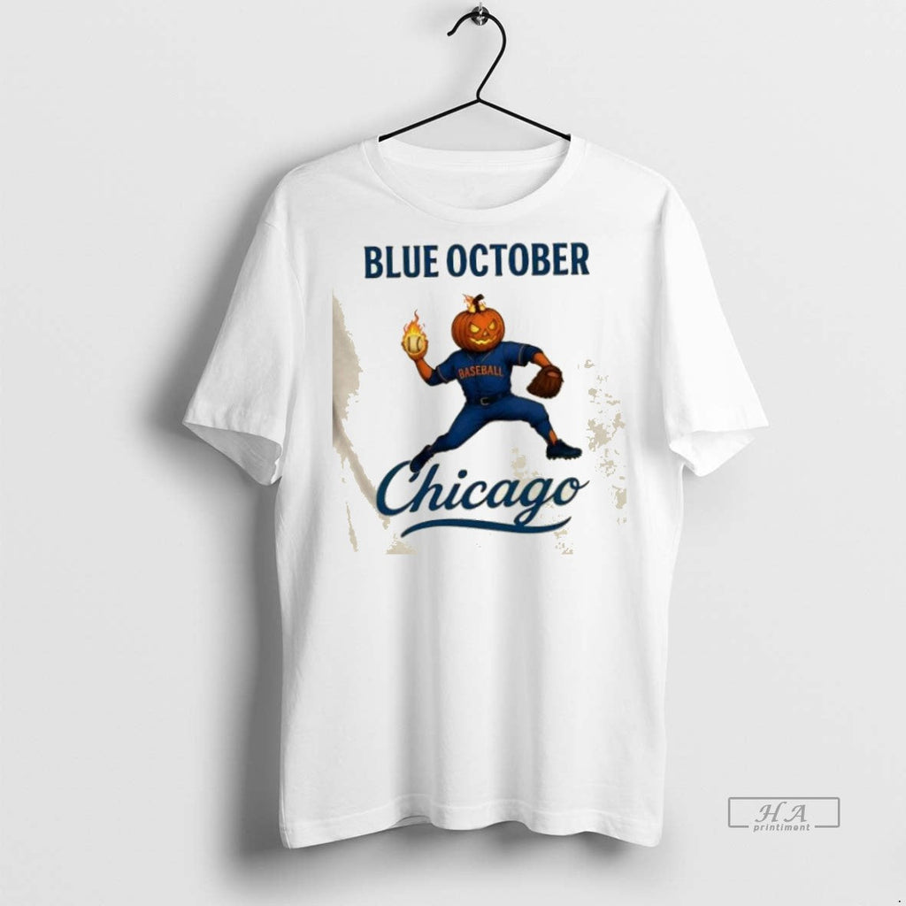 Trendy Official Blue October Chicago Cubs Pumpkin - Adult & Kids T-Shirts, Sweatshirts & Hoodies apparel design preview 1