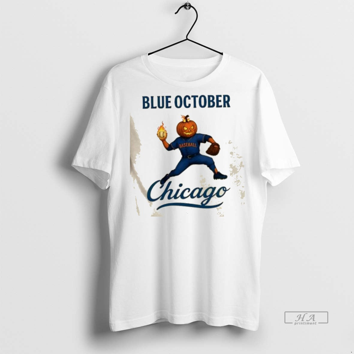 Trendy Official Blue October Chicago Cubs Pumpkin - Adult & Kids T-Shirts, Sweatshirts & Hoodies apparel design preview 1