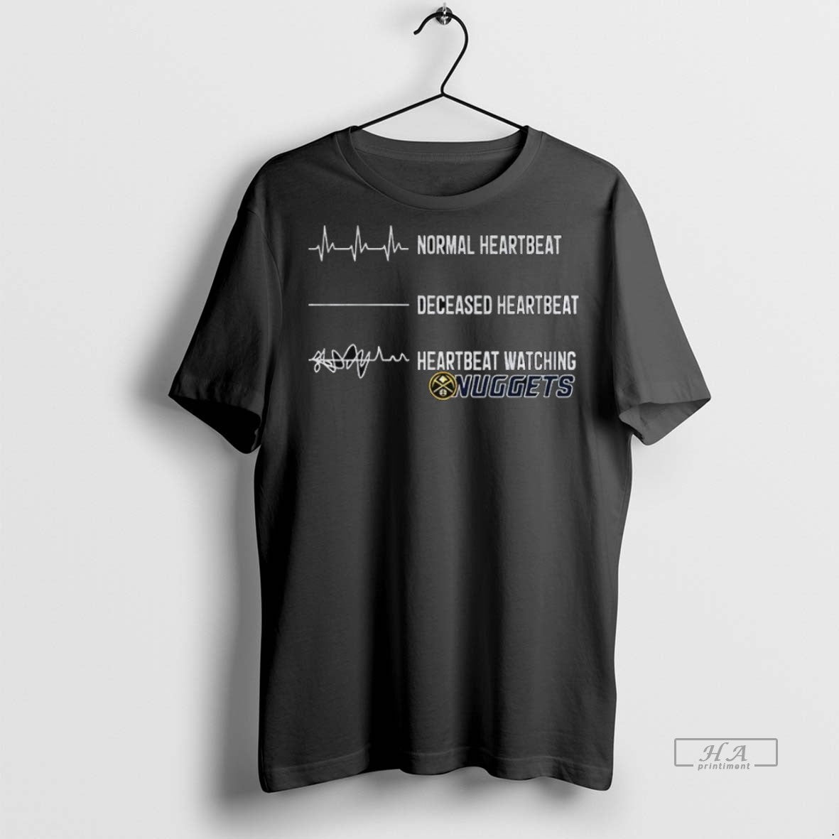 Trendy Official Denver Nuggets Normal Heartbeat - Adult & Kids T-Shirts, Sweatshirts & Hoodies apparel design preview 1