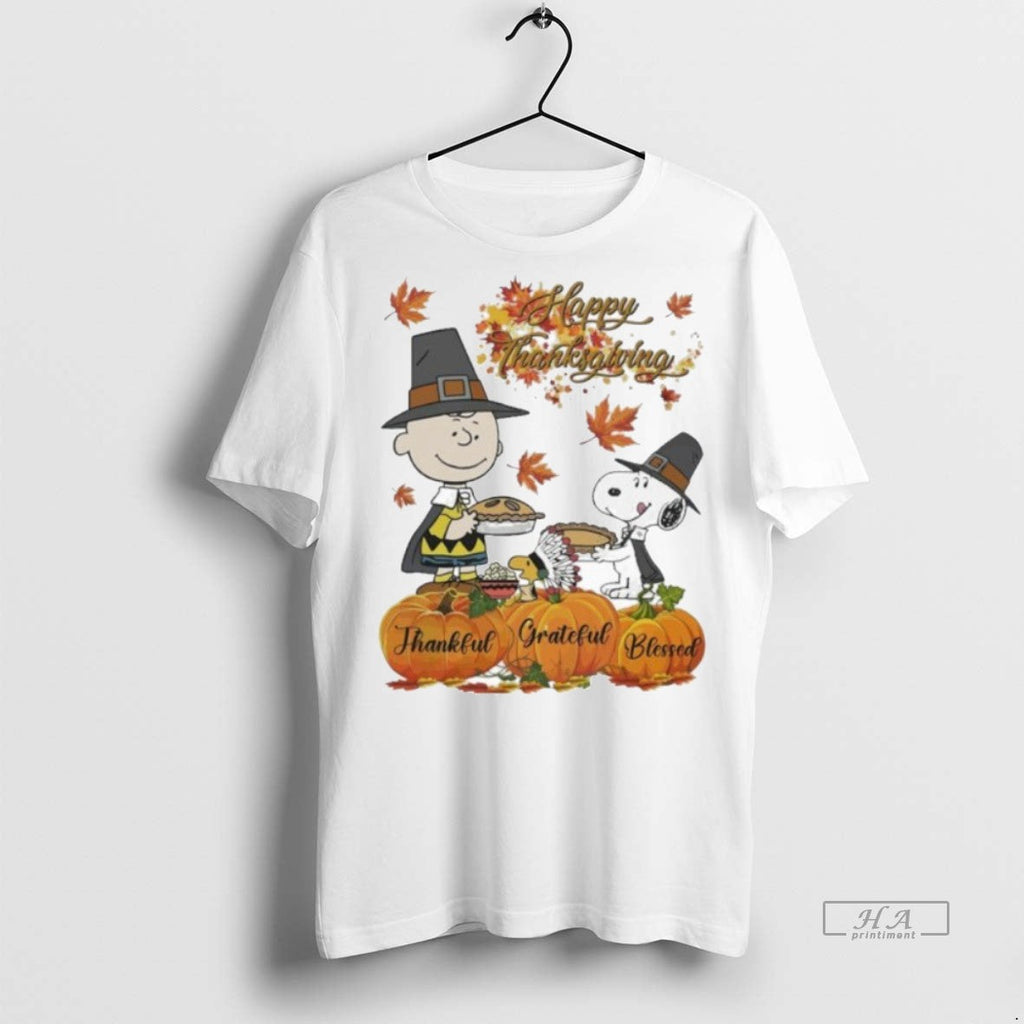 Trendy Official Happy Thanksgiving Peanuts Thankful - Adult & Kids T-Shirts, Sweatshirts & Hoodies apparel design preview 1