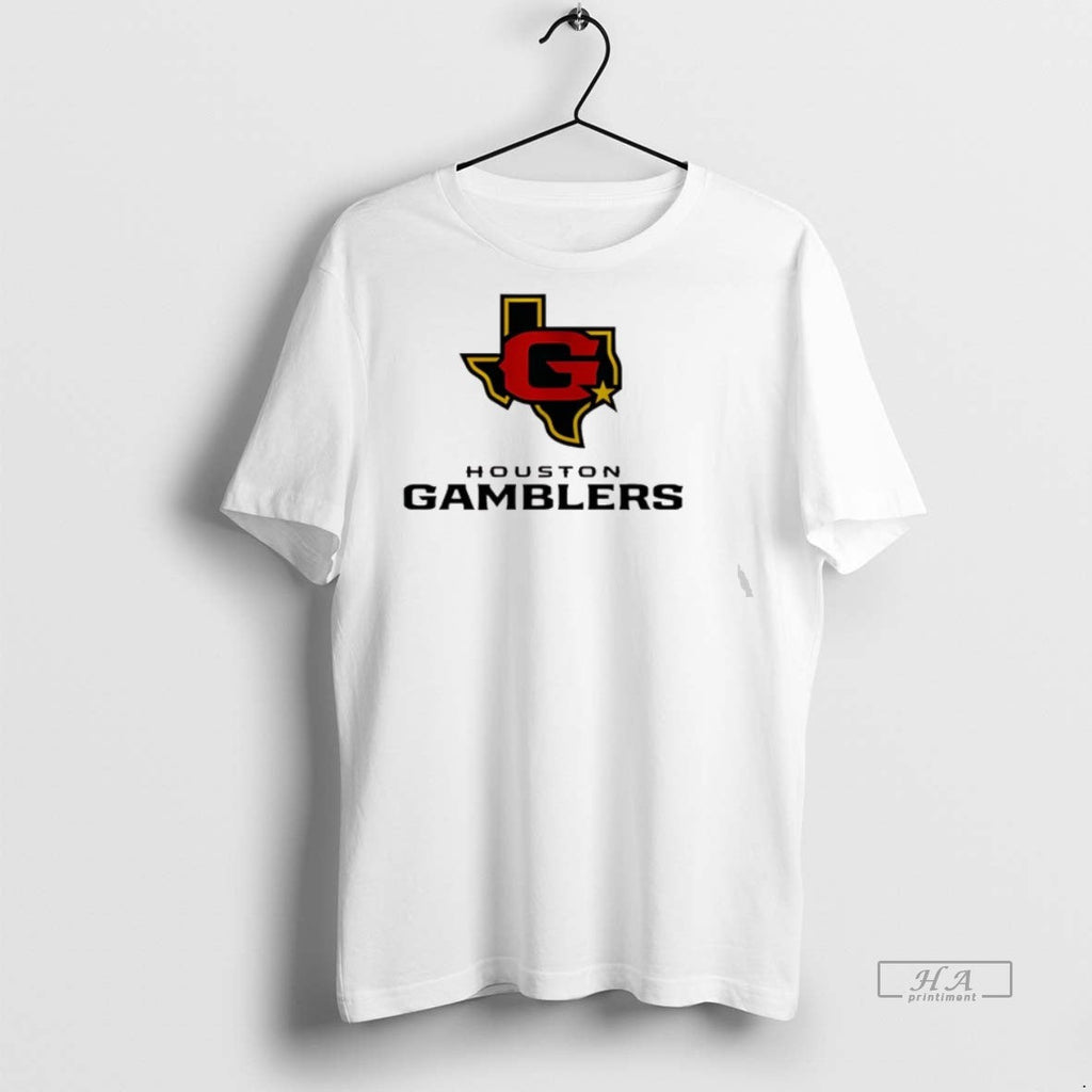 Trendy Official Houston Gamblers Lockup Logo 2025 - Adult & Kids T-Shirts, Sweatshirts & Hoodies apparel design preview 1