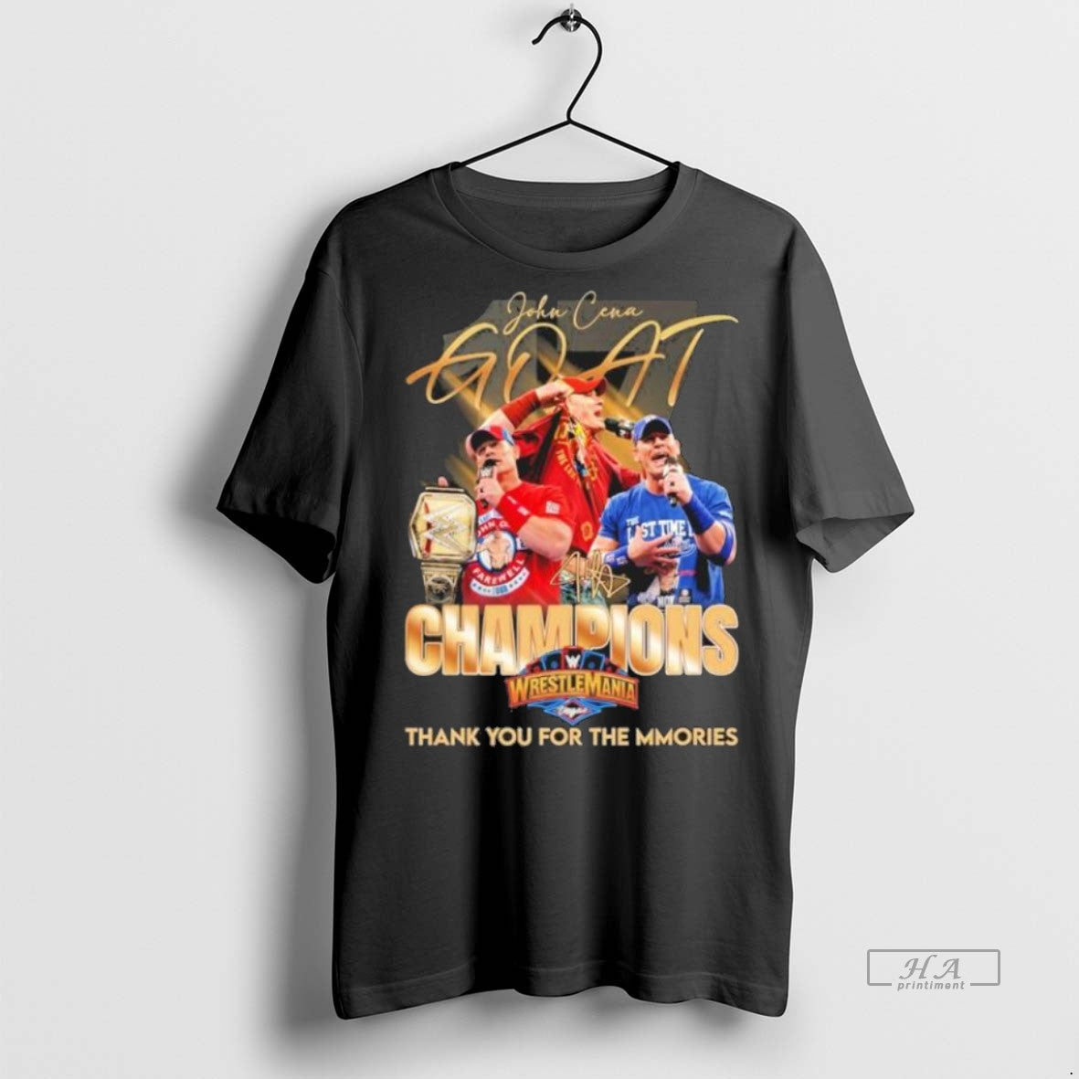 Trendy Official John Cena Goat Champions Wrestlemania - Adult & Kids T-Shirts, Sweatshirts & Hoodies apparel design preview 1