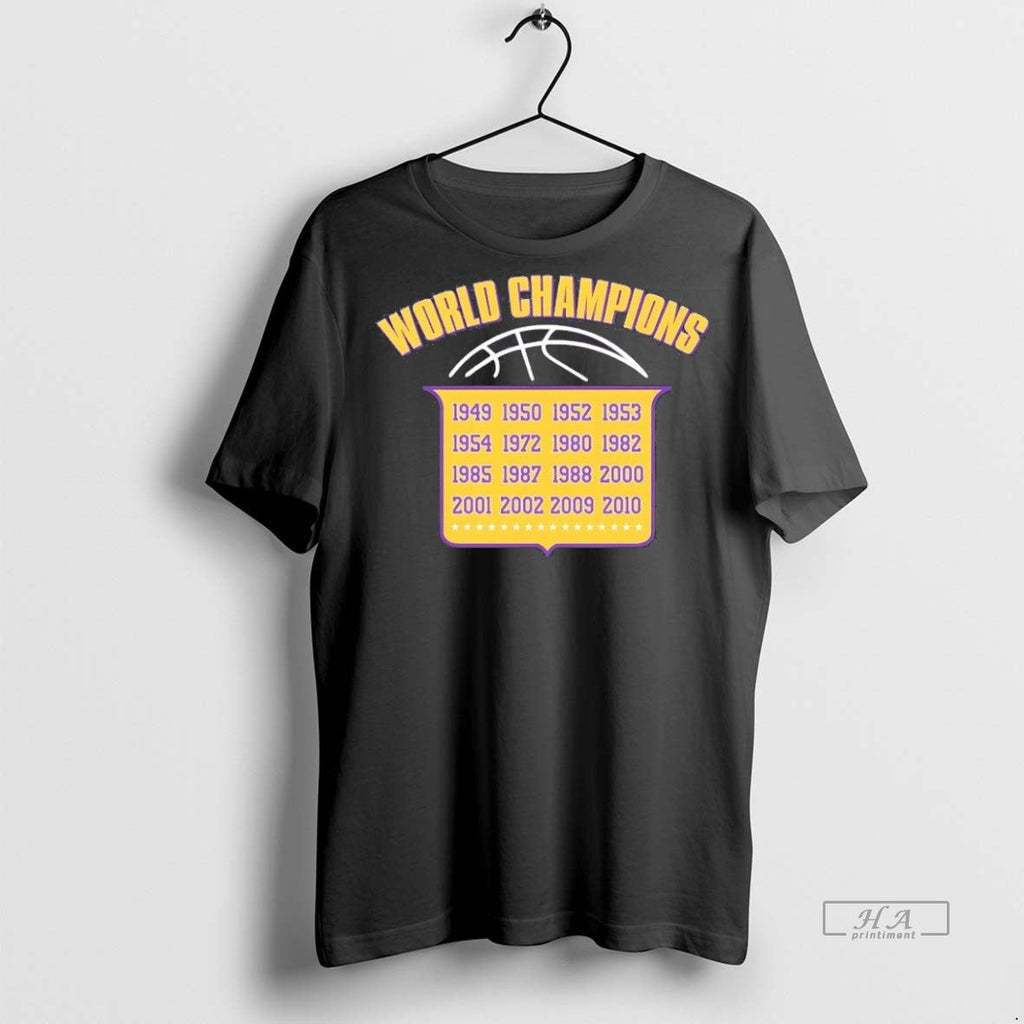 Trendy Official La Lakers Banners World Champions - Adult & Kids T-Shirts, Sweatshirts & Hoodies apparel design preview 1