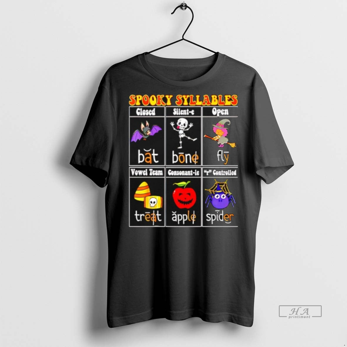 Trendy Official Spooky Syllables Teacher Funny - Adult & Kids T-Shirts, Sweatshirts & Hoodies apparel design preview 1