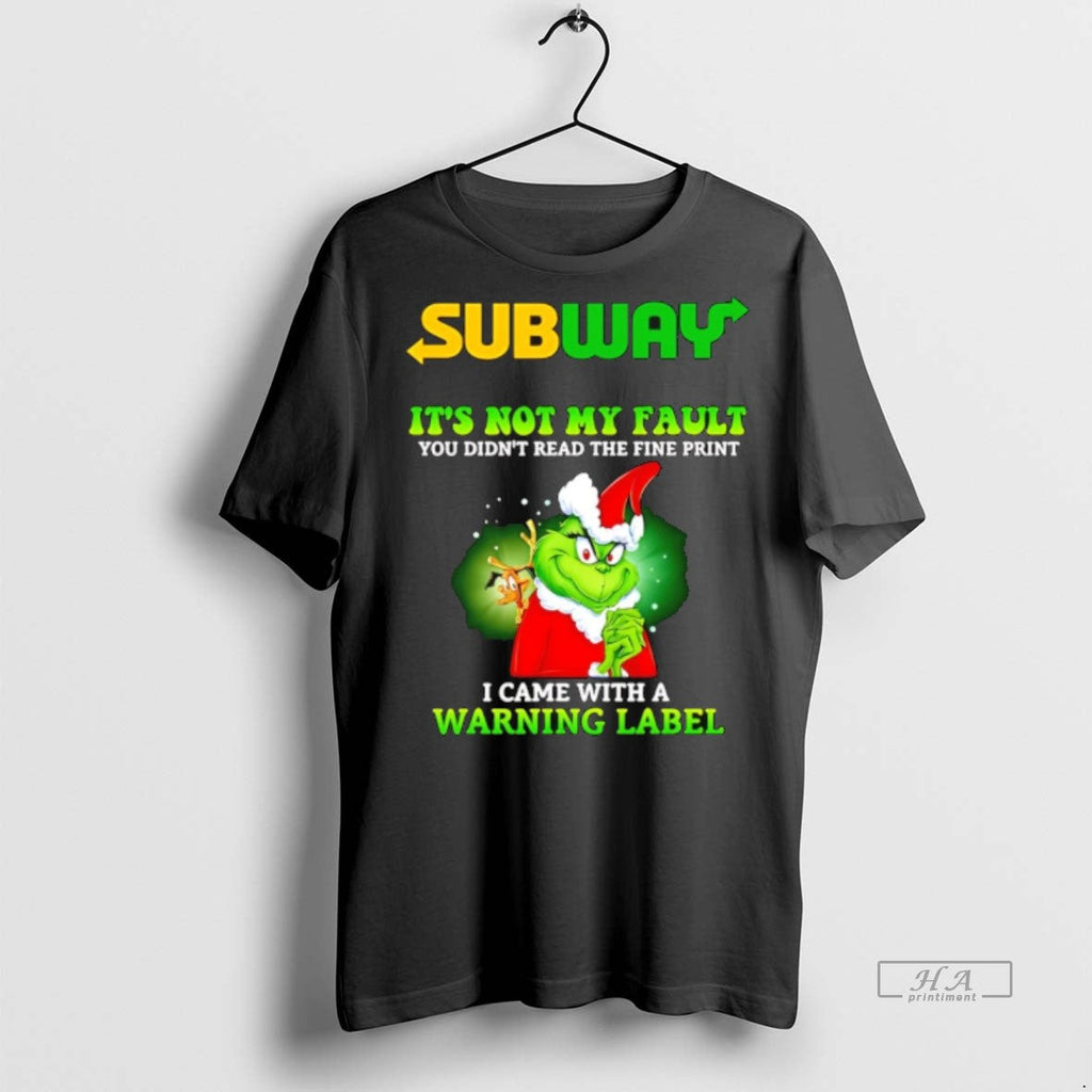Trendy Official Subway Logo X Grinch Its Not My Fault - Adult & Kids T-Shirts, Sweatshirts & Hoodies apparel design preview 1