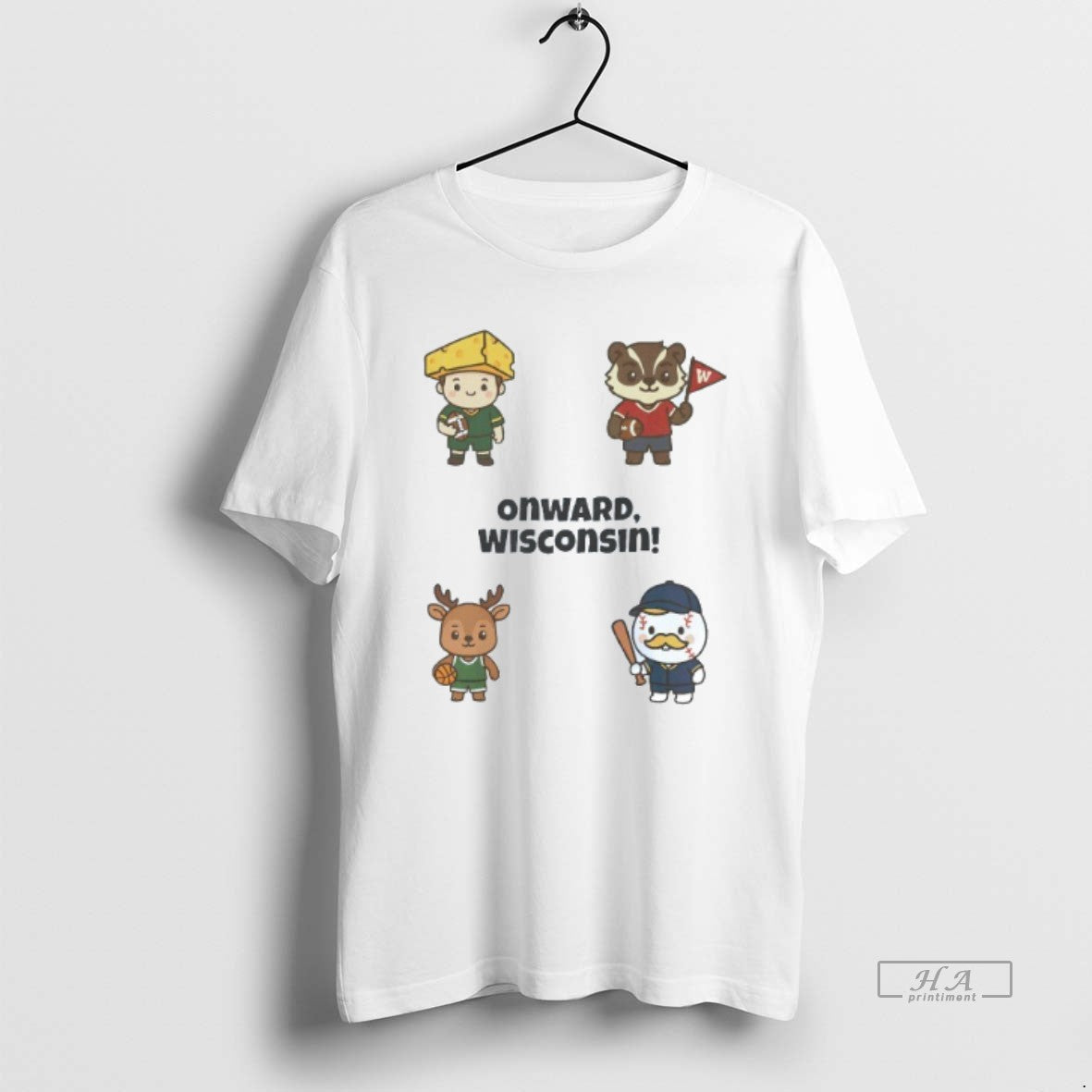 Trendy Onward Wisconsin Mascots Green Bay Packers - Adult & Kids T-Shirts, Sweatshirts & Hoodies apparel design preview 1