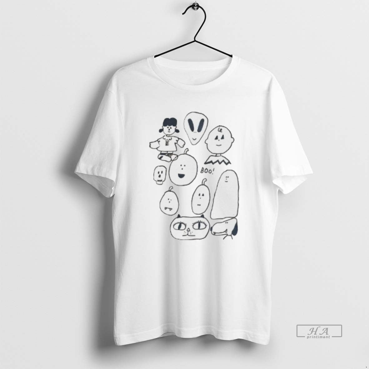 Trendy Peanuts Characters X Alien Boo - Adult & Kids T-Shirts, Sweatshirts & Hoodies apparel design preview 1