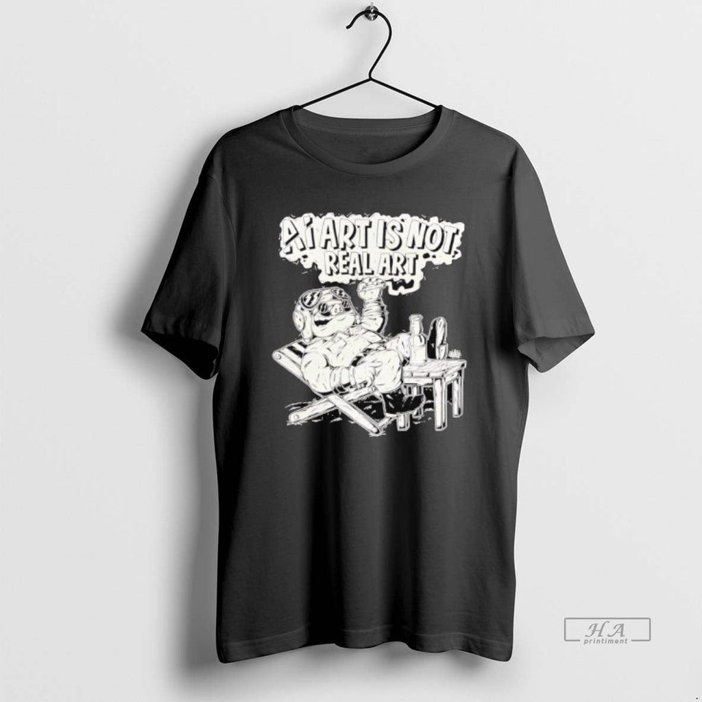 Trendy Pig Ai Art Is Not Real - Adult & Kids T-Shirts, Sweatshirts & Hoodies apparel design preview 1