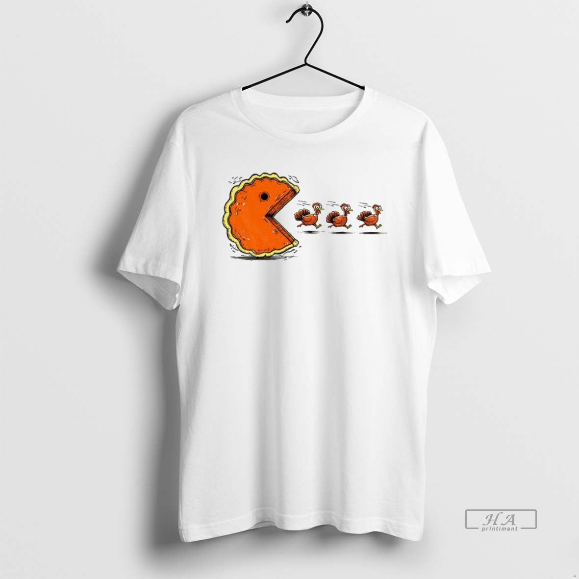 Trendy Pumpkin Pie Chasing Thanksgiving Turkey Season - Adult & Kids T-Shirts, Sweatshirts & Hoodies apparel design preview 1