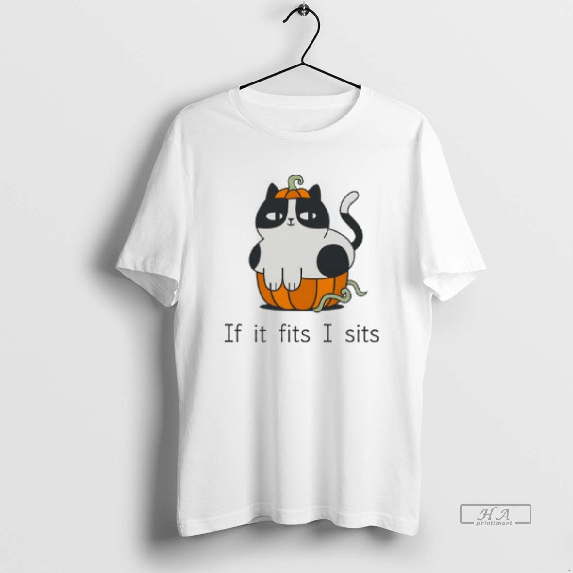 Trendy Pumpkin Cat If It Fits I Sits Halloween - Adult & Kids T-Shirts, Sweatshirts & Hoodies apparel design preview 1