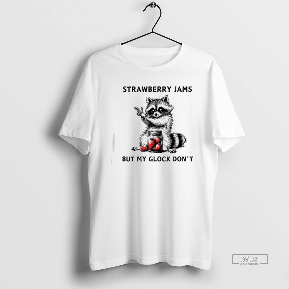 Trendy Racccoon Strawberry Jams But My Gloock Dont - Adult & Kids T-Shirts, Sweatshirts & Hoodies apparel design preview 1